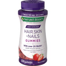Nature's Bounty Suplemento em Balas Gummies Hair, Skin & Nails com 2X Biotin Sabor Morango (Tamanhos)